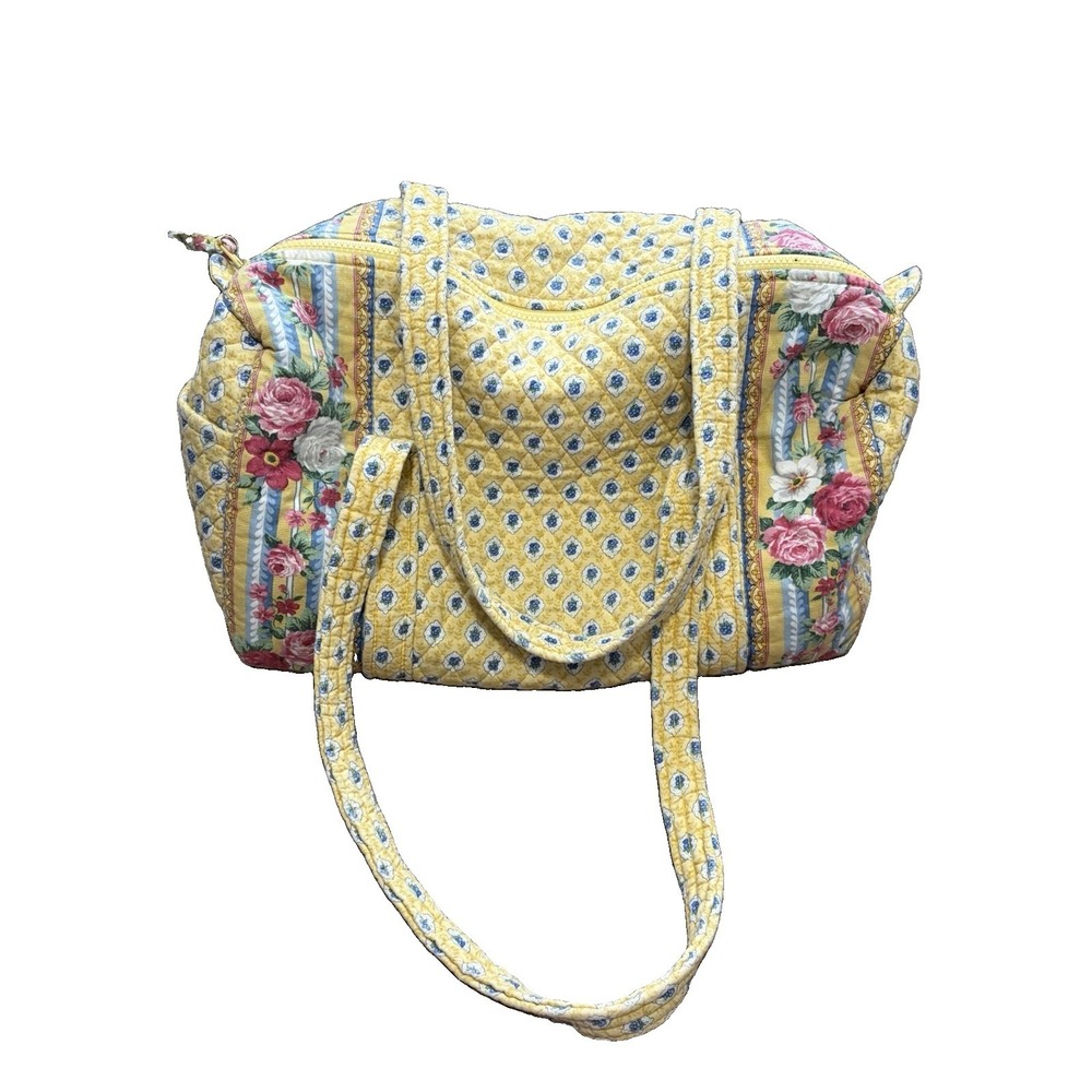 VTG Rare Vera Bradley Elizabeth Retired Small Duffel Handbag Yellow Rose Floral